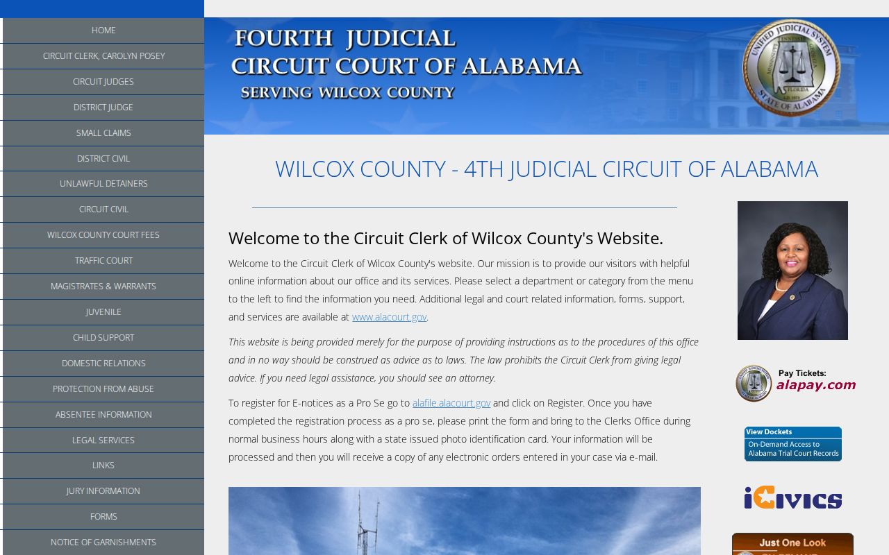 Official Wilcox County Circuit Clerk courthouse page