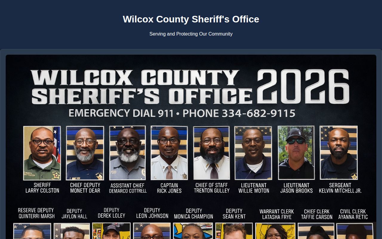 Alternate Wilcox County Sheriff website without a public multi-day arrest blotter